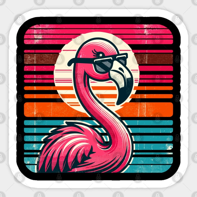 Cool Retro Flamingo in Sunglasses 70s 80s 90s Funny Flamingo Sticker by KsuAnn